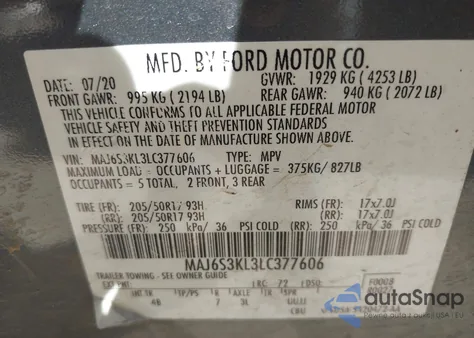 2020 Ford Ecosport Titanium from USA, damaged, VIN MAJ6S3KL3LC377606